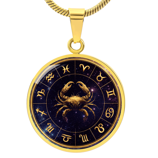 Cancer | Gold Celestial Zodiac Wheel Necklace