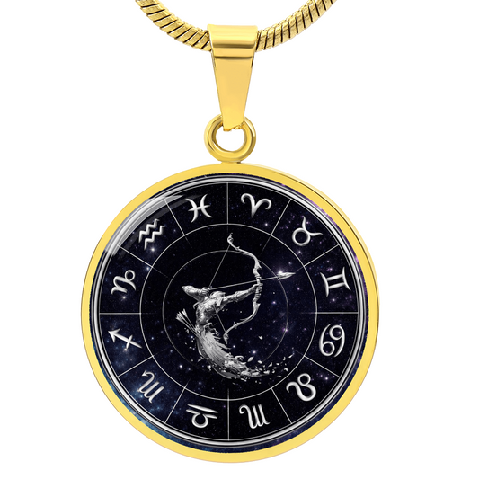 Sagittarius | Silver Celestial Zodiac Wheel Necklace