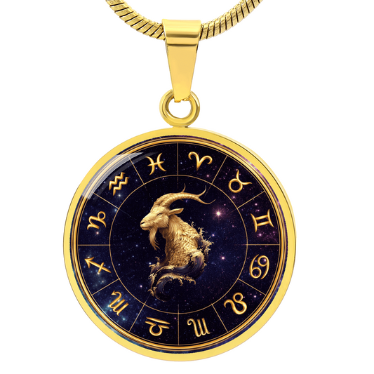 Capricorn | Gold Celestial Zodiac Wheel Necklace