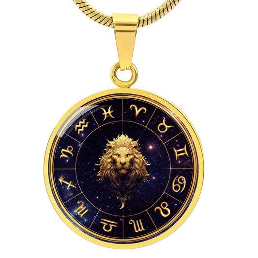 Leo | Gold Celestial Zodiac Wheel Necklace