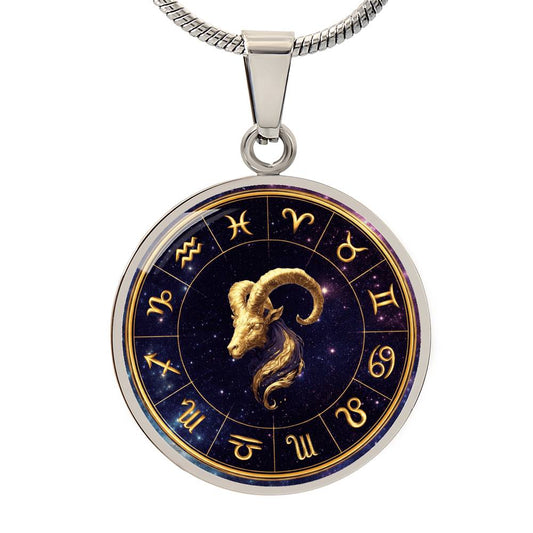 Aries | Gold Celestial Zodiac Wheel Necklace