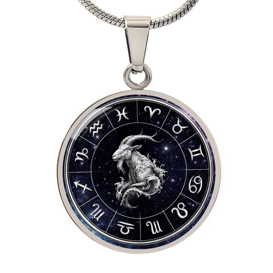 Capricorn | Silver Celestial Zodiac Wheel Necklace