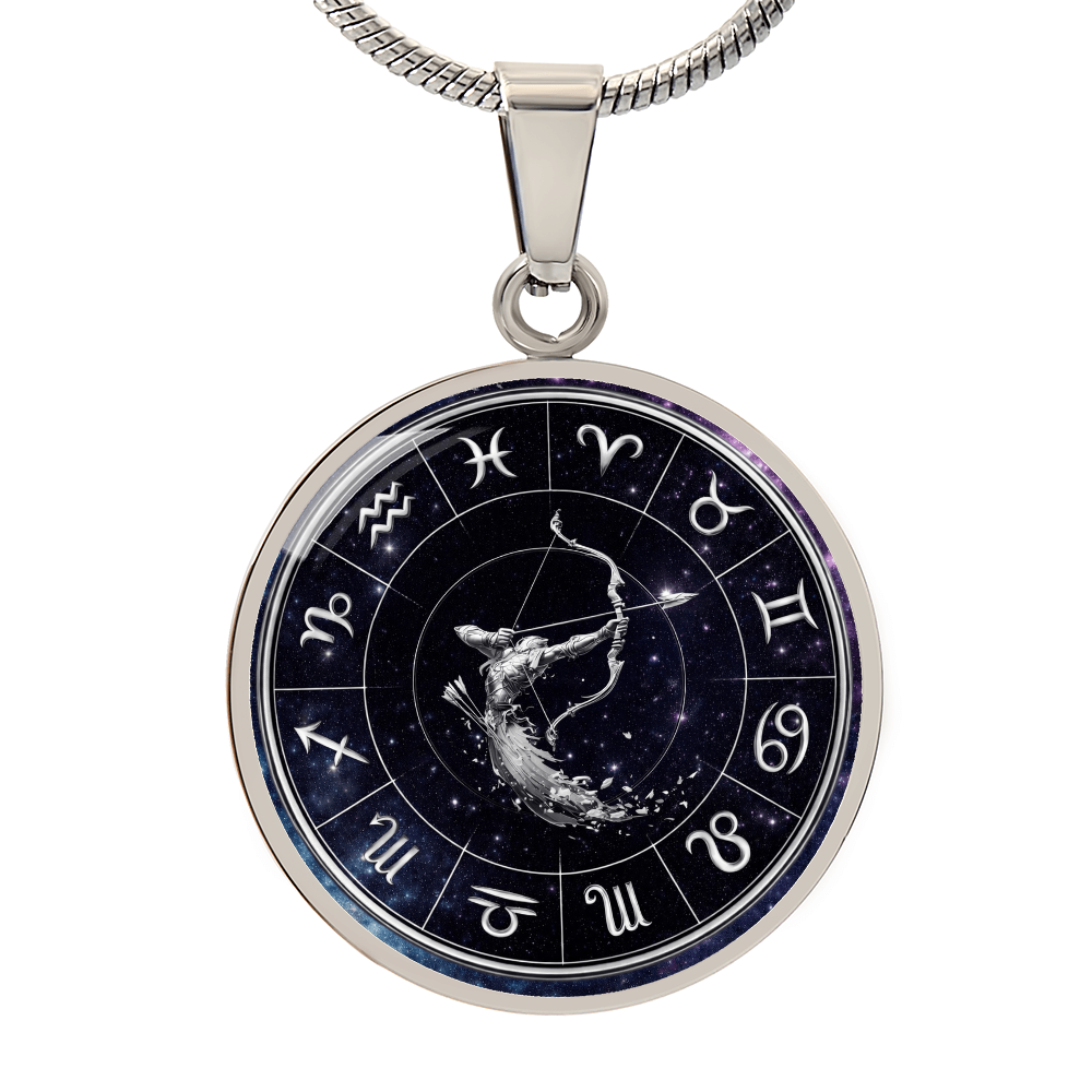 Sagittarius | Silver Celestial Zodiac Wheel Necklace