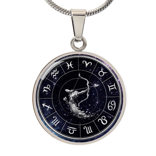 Sagittarius | Silver Celestial Zodiac Wheel Necklace
