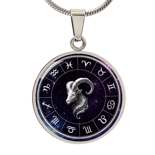 Aries | Silver Celestial Zodiac Wheel Necklace