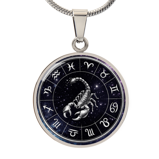 Scorpio | Silver Celestial Zodiac Wheel Necklace