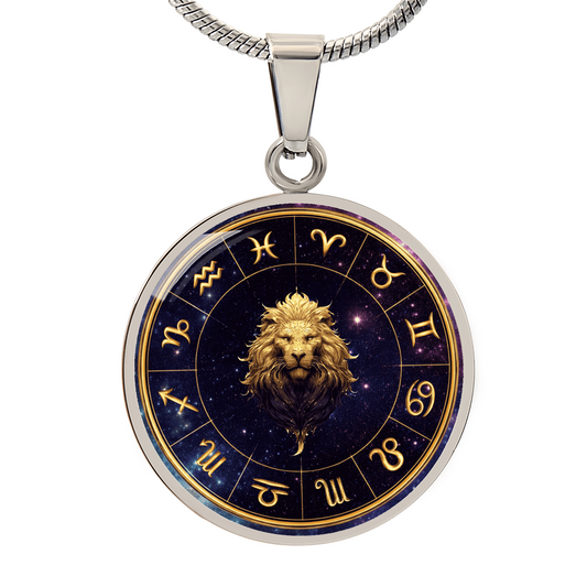 Leo | Gold Celestial Zodiac Wheel Necklace