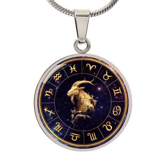 Capricorn | Gold Celestial Zodiac Wheel Necklace