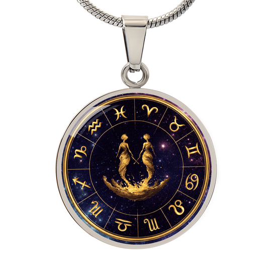 Gemini | Gold Celestial Zodiac Wheel Necklace
