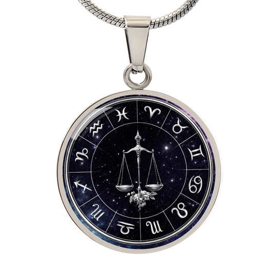 Libra | Silver Celestial Zodiac Wheel Necklace