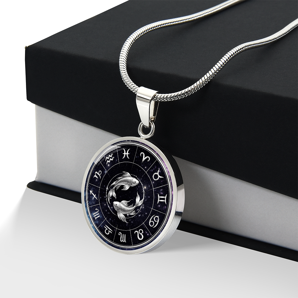 Pisces | Silver Celestial Zodiac Wheel Necklace
