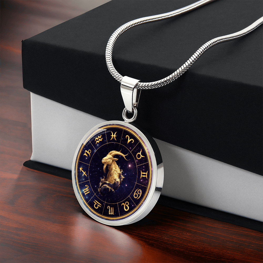 Capricorn | Gold Celestial Zodiac Wheel Necklace