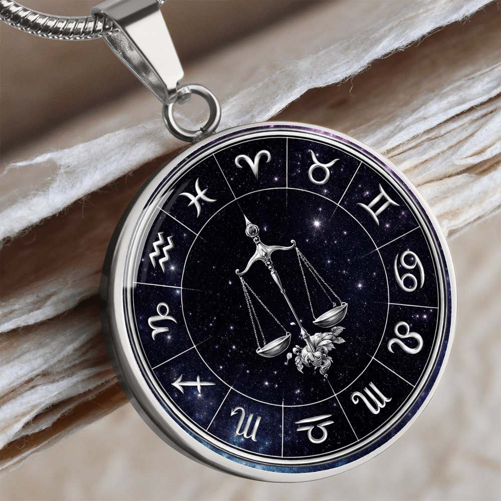 Libra | Silver Celestial Zodiac Wheel Necklace