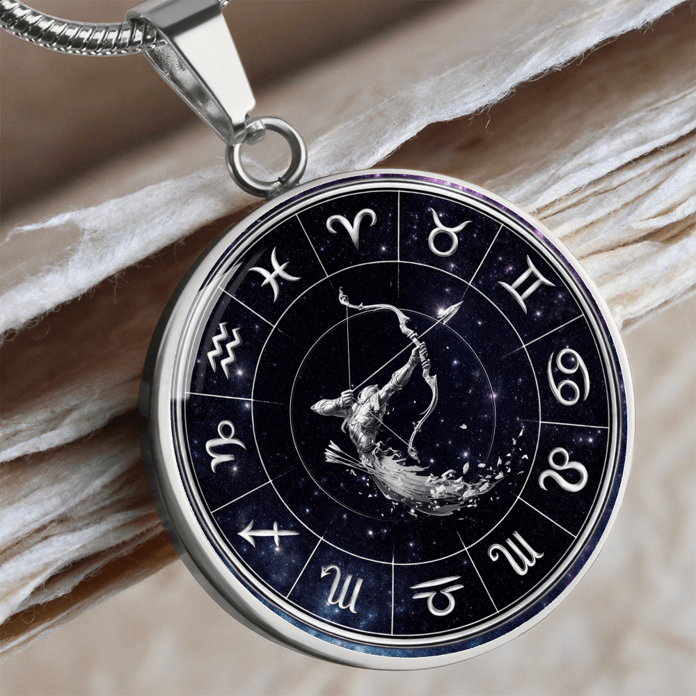 Sagittarius | Silver Celestial Zodiac Wheel Necklace