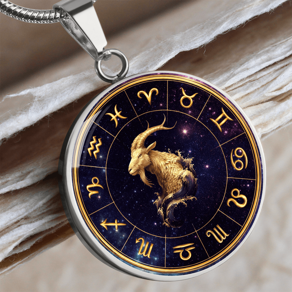 Capricorn | Gold Celestial Zodiac Wheel Necklace