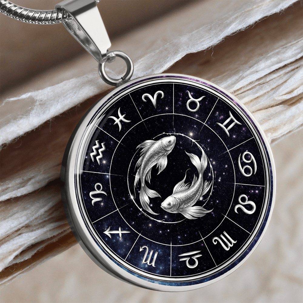 Pisces | Silver Celestial Zodiac Wheel Necklace