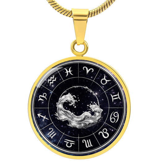 Aquarius | Silver Celestial Zodiac Wheel Necklace