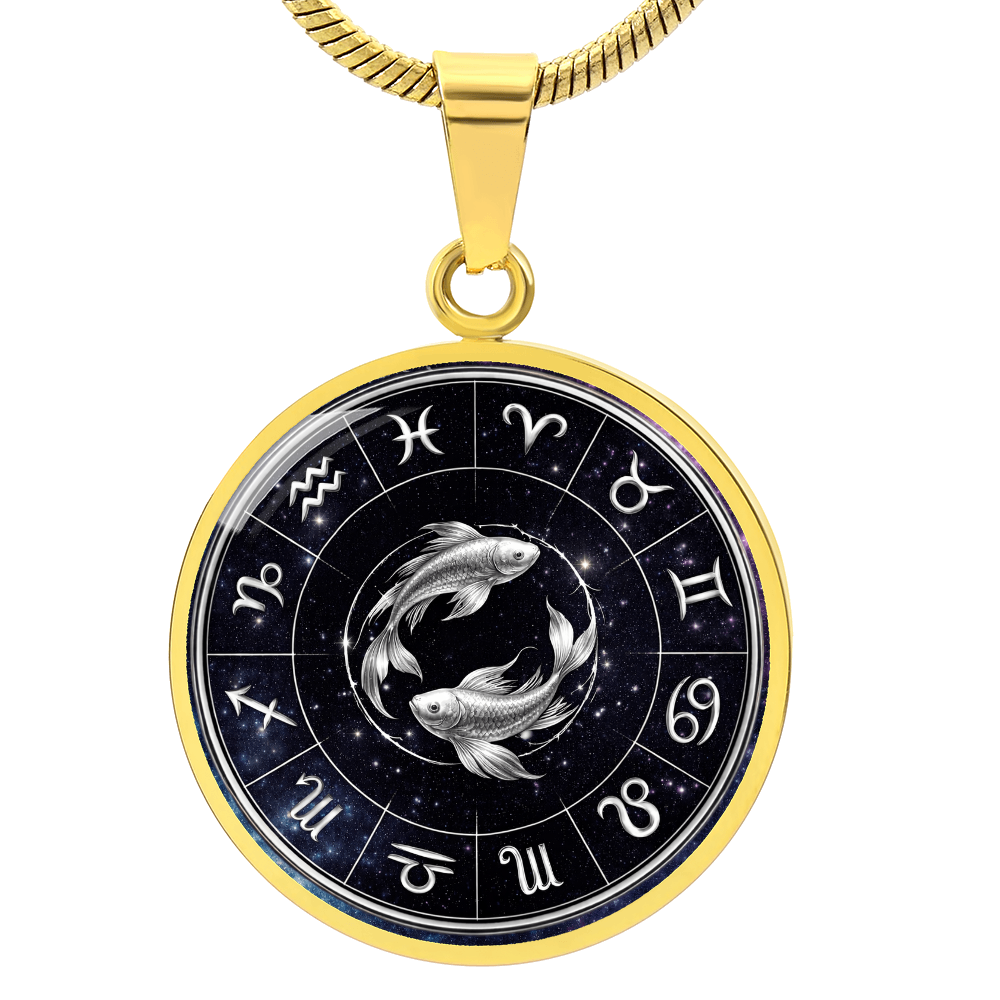 Pisces | Silver Celestial Zodiac Wheel Necklace