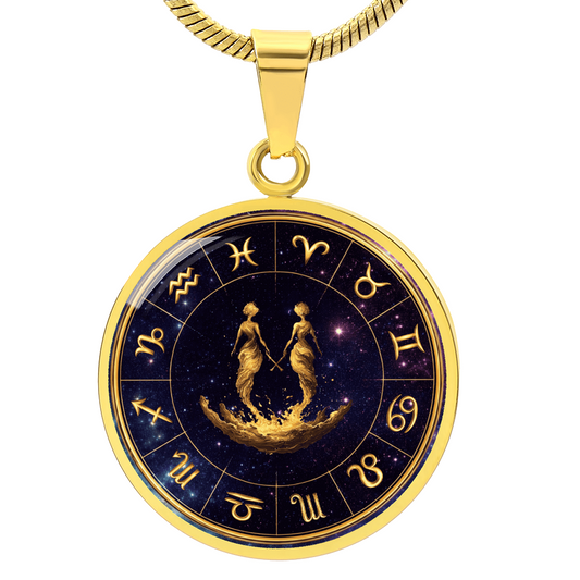 Gemini | Gold Celestial Zodiac Wheel Necklace
