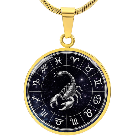 Scorpio | Silver Celestial Zodiac Wheel Necklace