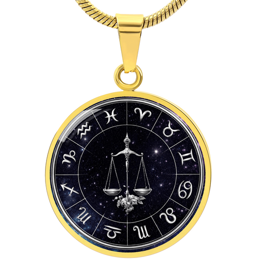 Libra | Silver Celestial Zodiac Wheel Necklace