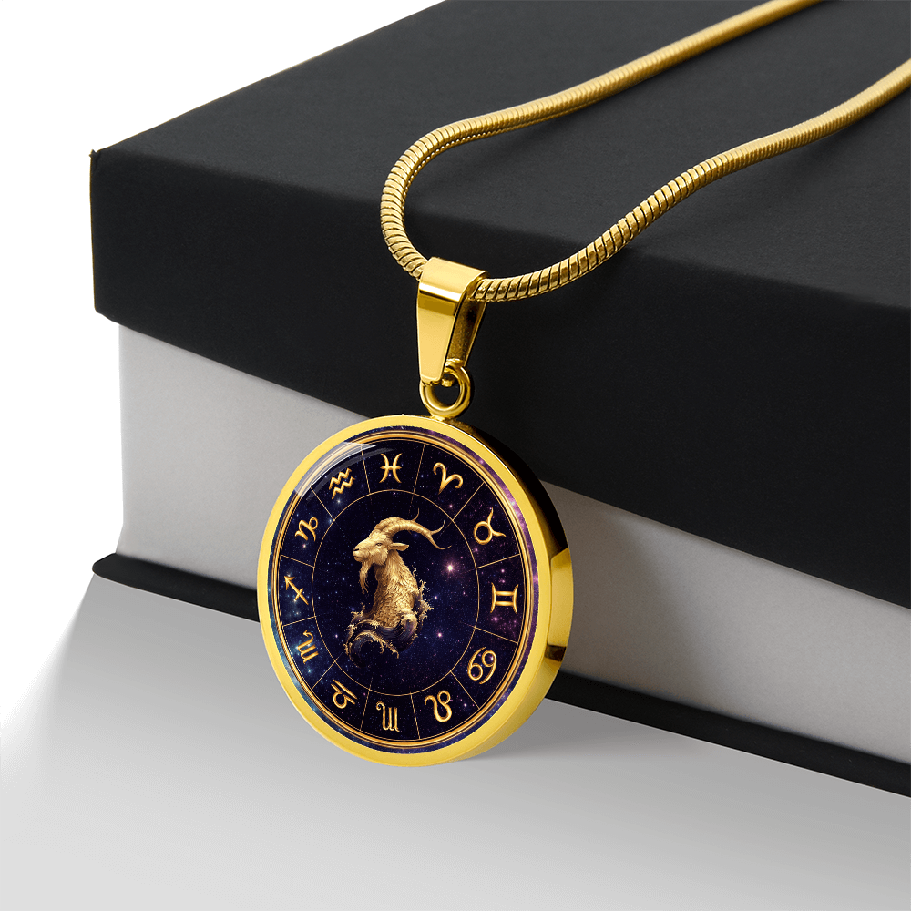 Capricorn | Gold Celestial Zodiac Wheel Necklace