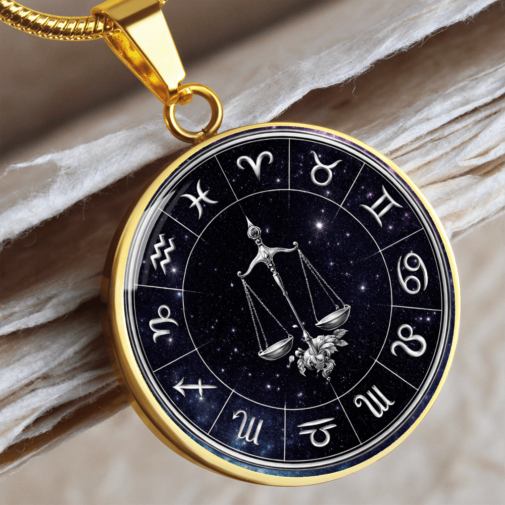 Libra | Silver Celestial Zodiac Wheel Necklace
