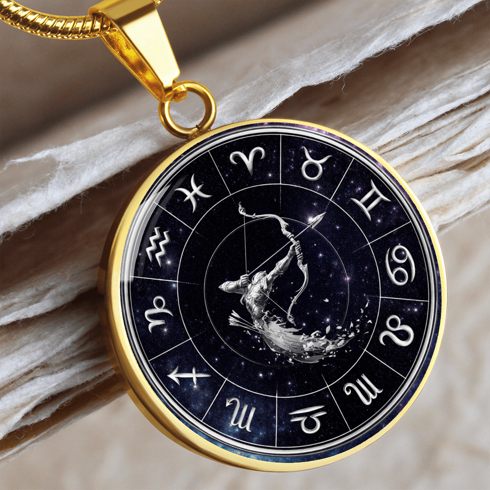 Sagittarius | Silver Celestial Zodiac Wheel Necklace