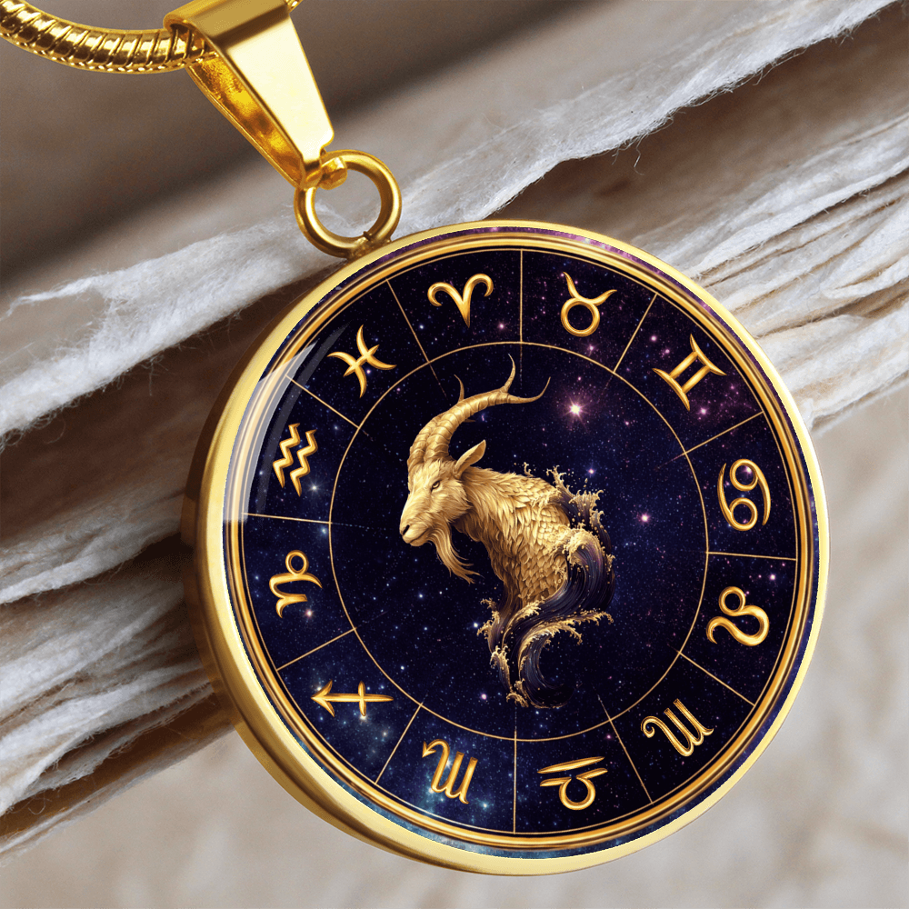 Capricorn | Gold Celestial Zodiac Wheel Necklace