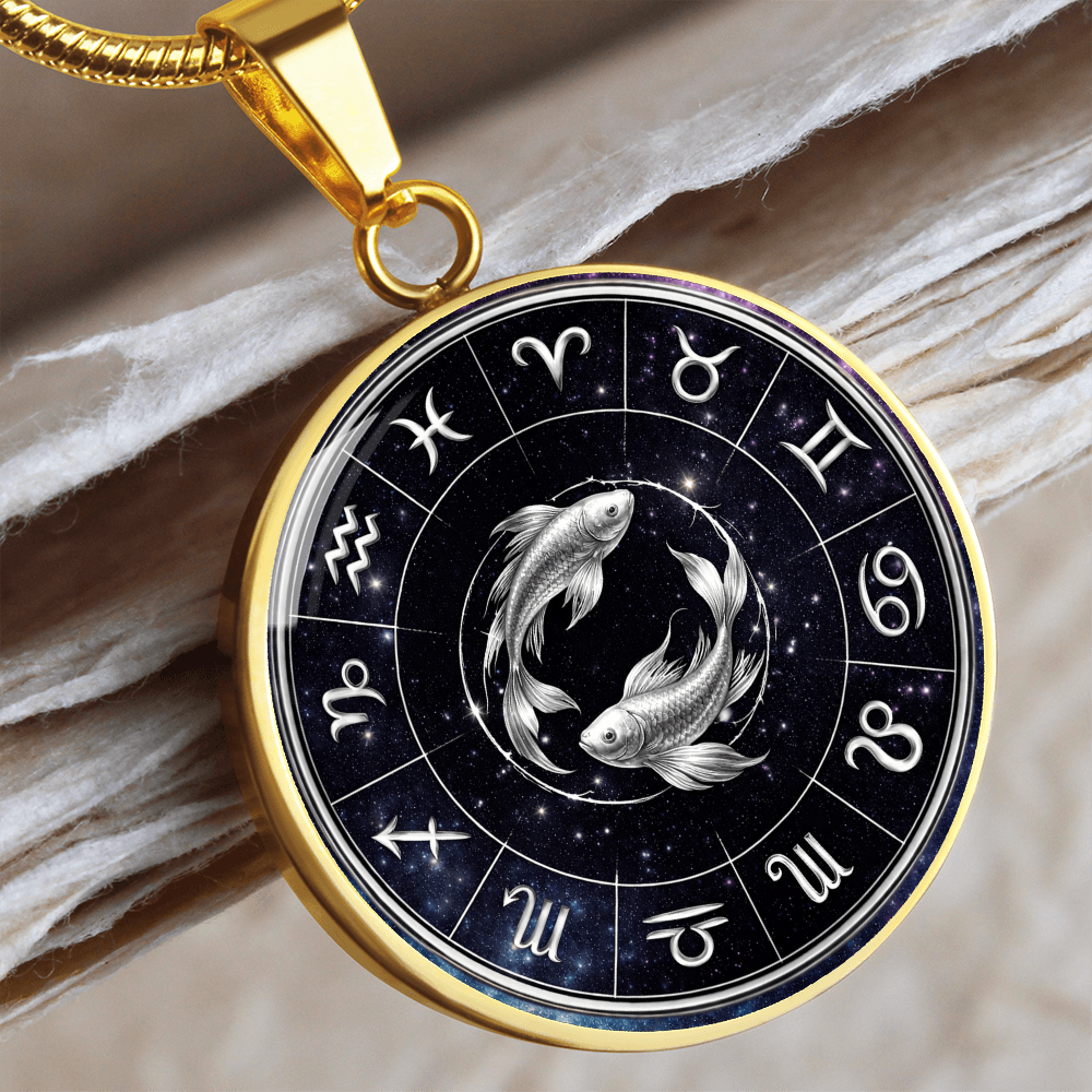 Pisces | Silver Celestial Zodiac Wheel Necklace